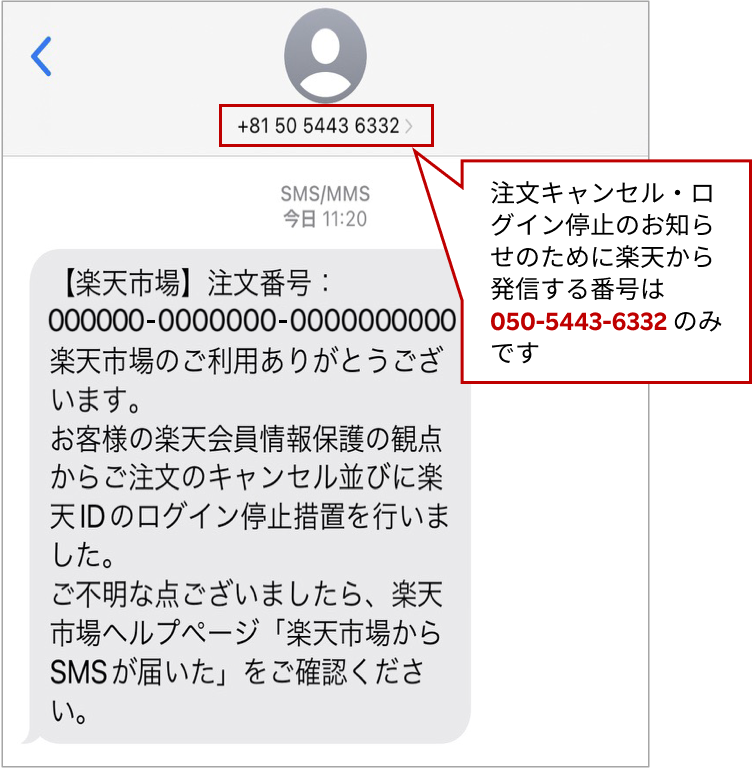 楽天市場】楽天市場からSMSが届いた