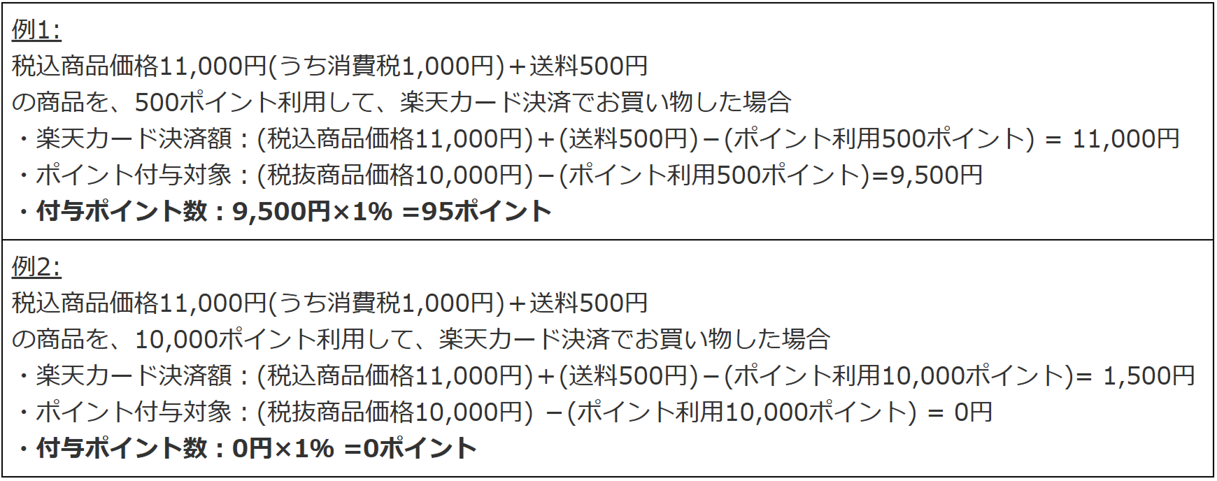 ポイントを利用した場合の特典ポイントの計算方法