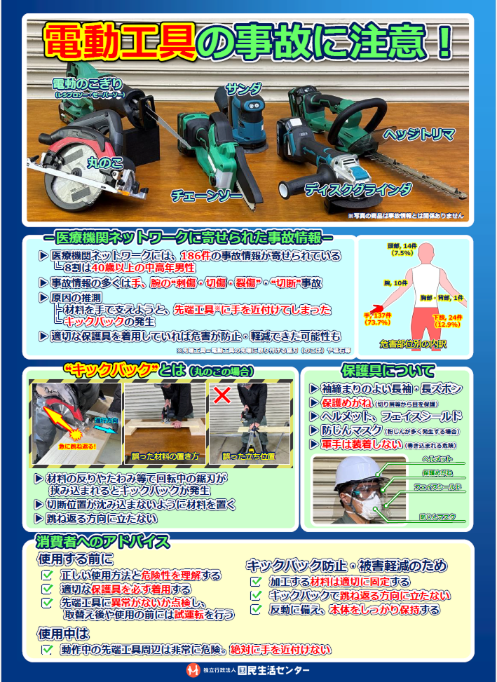 電動工具の事故に注意！